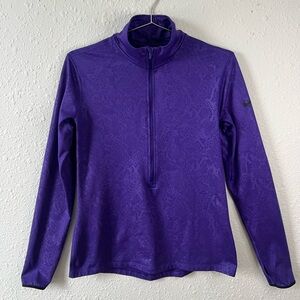 Nike Pro Dri-Fit Purple Snake Print Half Zip Pullover Thumb Holes L